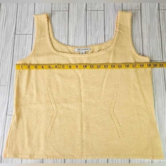 St. John Knit Square Neck Sweater Cami with Scalloped Hem in Yellow Size Large - Picture 9 of 10